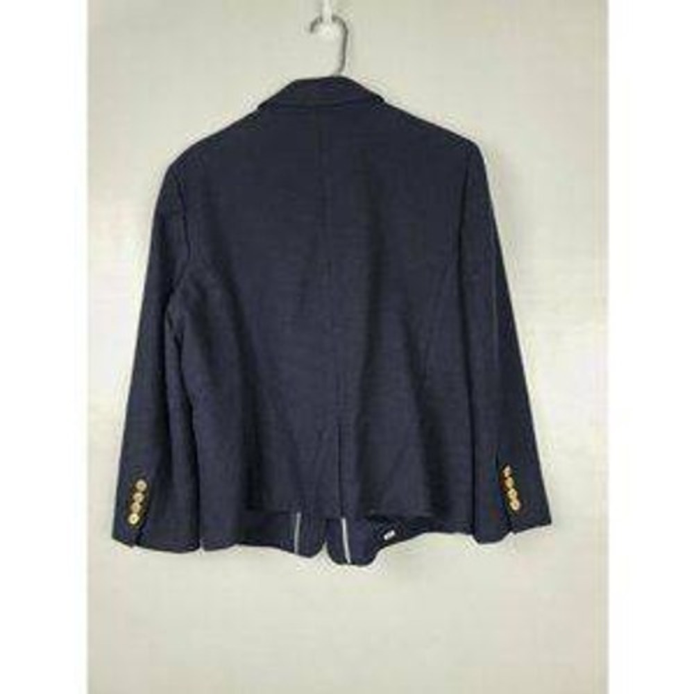 Ann Taylor Blazer Jacket Womens 14 Navy Blue Gold Button Professional Career - Picture 2 of 9